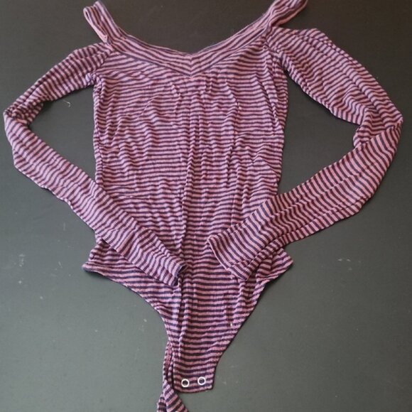 Express Purple and Black Striped Women's Bodysuit - Picture 1 of 6
